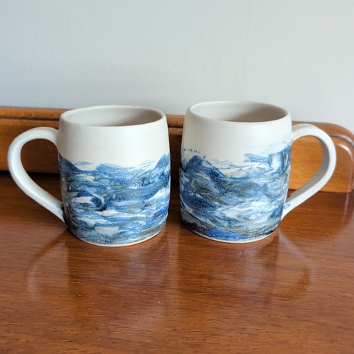 Studio pottery mugs blue - x, 2