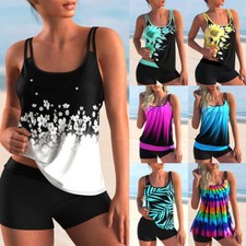 Women Printed Padded Tankini Set Ladies Swimwear Swimsuit Beach Swimming Costume