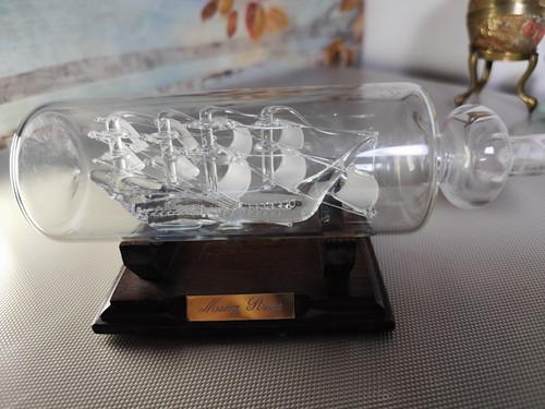 Vintage hand blown glass ship - vintage,