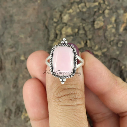 Pink opal ring - pink, 925