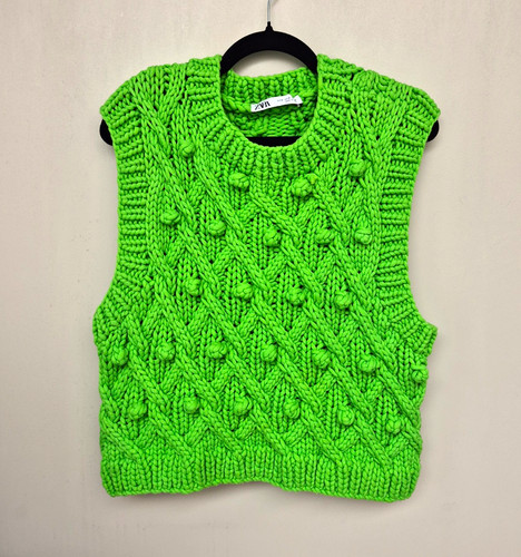 Zara green cable - cable, knit