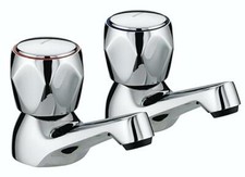 Bristan VAC 1/2 C MT Club Traditional Basin Taps Chrome Pair With Metal Heads