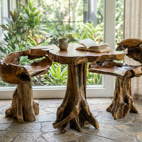Dining table teak root - dining,