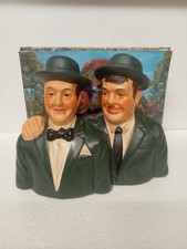 Laurel & Hardy Vintage Retro Hand Painted Figure Bust Ornament Collectable