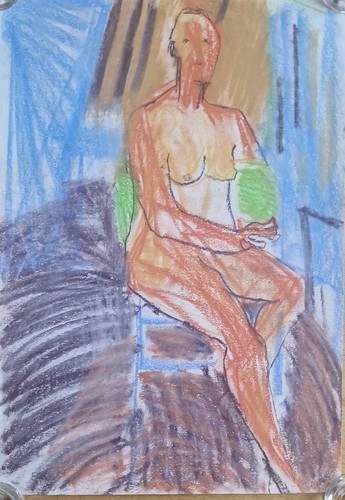 Nude female original pastel - female,,