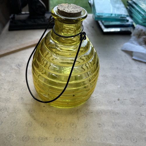 Yellow glass bee hive shaped - yellow,