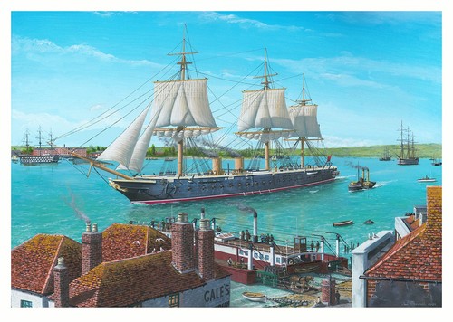 Hms warrior leaving portsmouth - hms,