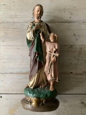~Lrg Antique French St Joseph & Infant Jesus Plaster Statue~