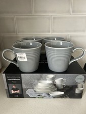 Gordon Ramsay Royal Doulton Maze Dark Grey Mugs X4 New 400Ml