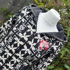 Emily The Strange AOP Print Graphic Y2K Zip Hoodie Hoody Jacket S * Distressed *