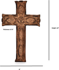 Handmade Antique Wooden Wall Cross - Rustic Spiritual Decor for Home
