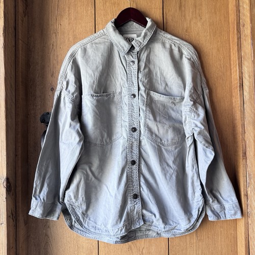 Zara denim shirt washed khaki - denim,