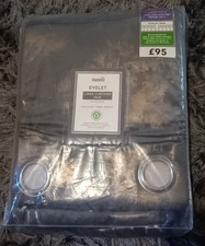 Dunelm Eyelet Velour Tree Print Curtains Pair Charcoal W228 X L137cm Brand New 