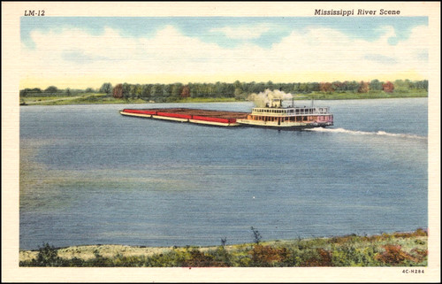 Mississippi river scene steam - mississippi,