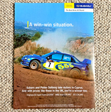 SUBARU IMPREZA PETTER SOLBERG FRAMEABLE COLLECTIBLE ORIGINAL CLASSIC CAR ADVERT