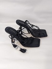 Topshop Roisin Ghillie Shoes Tie Sandal Strappy Black Size 7 Square toe New Out