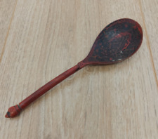 Antique Hand-Painted Wooden Spoon, Possibly Russian, Lustration Spoon Primitive