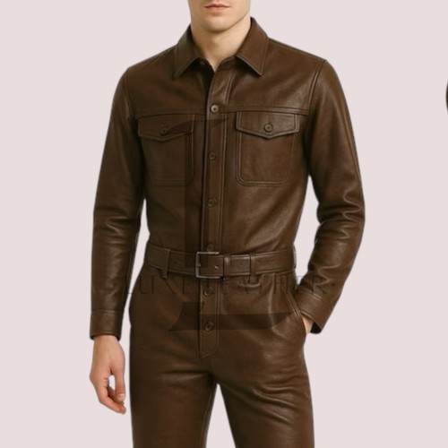 Men brown leather jump - brown,