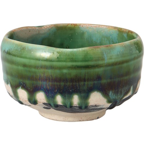 Matcha bowl oribe hand - oribe, painted