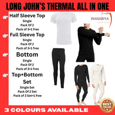 Mens Thermal Long Johns Top T Shirt Bottom Trouser Underwear Set Full Sleeve