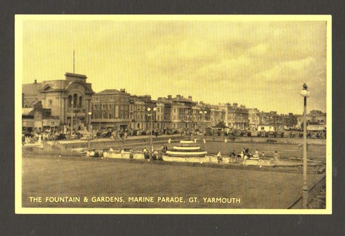Old postcard fountain - old,
