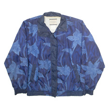 SEQUENCE Womens Bomber Jacket Blue Floral L