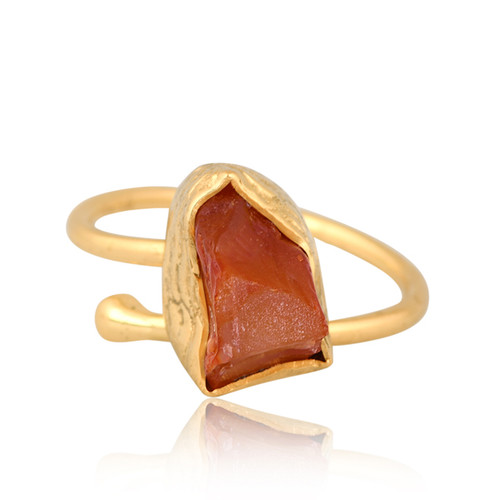Raw carnelian gemstone ring - carnelian,
