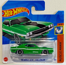 HOT WHEELS  - '70 DODGE HEMI CHALLENGER - GREEN - SHORT CARD  (F)