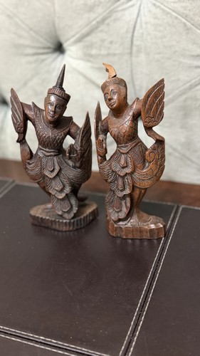 Vintage thai teak wood kinnara - vintage,