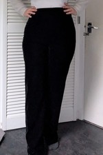 Jaeger Vintage Velvet Black Trousers Size 10 Long Leg High Waisted