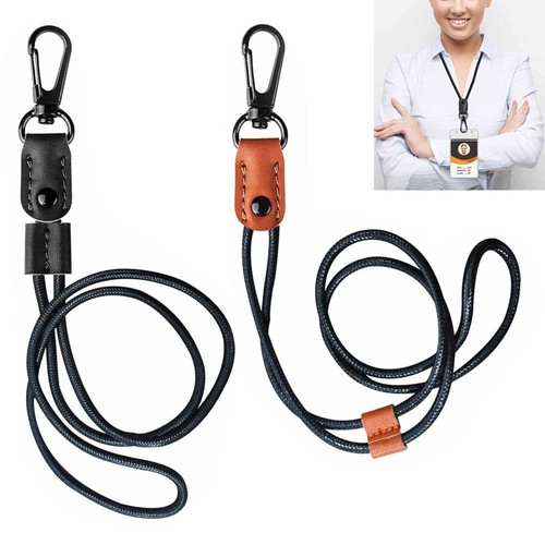 Leather braided badge lanyard - braided,