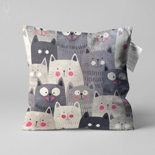 Cute Grey Cats Velvet Cushion, Double Sided Printing, Multi Sizes