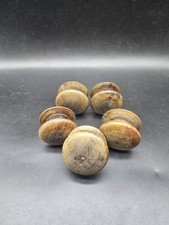 5 Victorian Wooden Drawer Knobs Round 5.5cm Wide Oak Wood