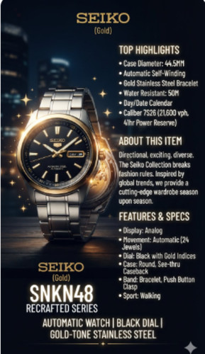 Seiko recraft automatic black - recraft,
