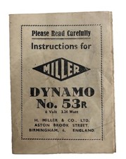 Miller Dynamo No 53 R Instructions & Spare Parts List Pocket Guide Vintage Cycle