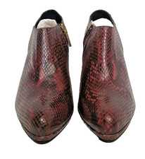 LK Bennett Dori Red Ankle Brown Leather Boots High Heel Zip Size 6