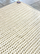 Handmade Small Throw Blanket Lemon Yellow Purple Flowers Knit Square Crafted