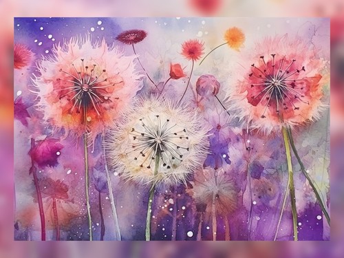 Three dandelion clocks - three,