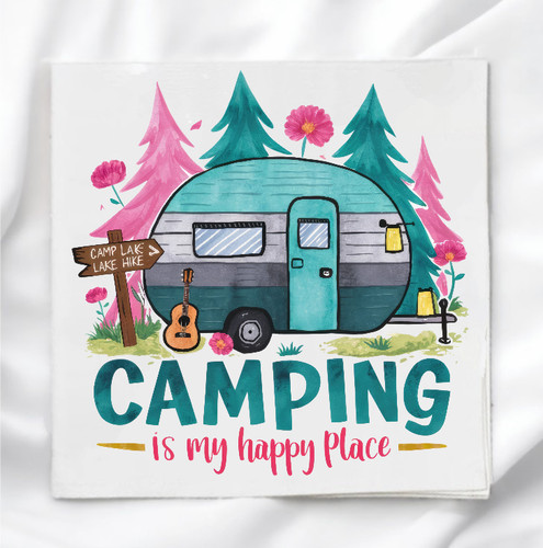Camping happy place - happy, fabric