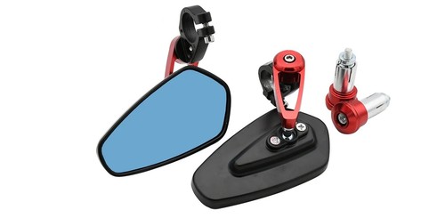 Cnc aluminium bar end mirrors - aluminium,