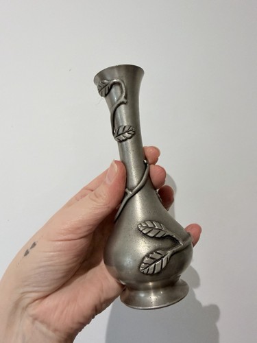 Vintage pewter bud vase - a,