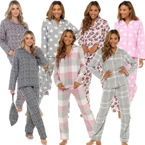 Ladies brushed cotton pyjamas - cotton,