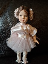 Porcelain Ballerina doll, Wearing Pink tulle Tutu, Dollhouse Doll, 15cm