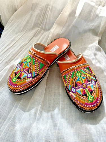 Moroccan leather embroidered - leather,