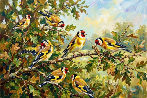 Goldfinch birds canvas picture - birds,