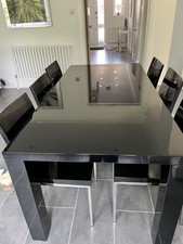 Dwell black gloss dining table - black,