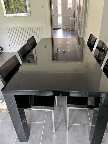 Dwell black gloss dining table - dwell,