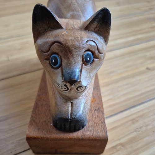 Vintage wooden cat - vintage,
