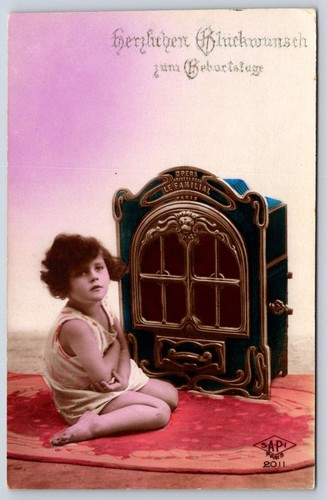 Antique france postcard young - antique,