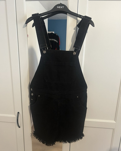 Boohoo black denim pinafore - denim,